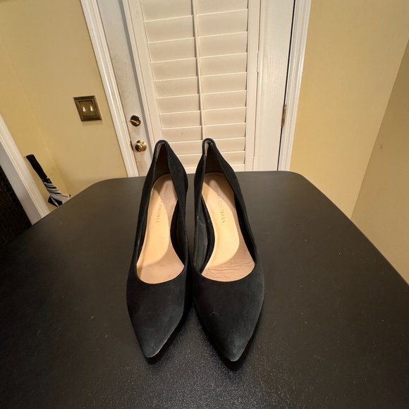 Loeffler Randall size 7 with chunky black heel wedge like silhoutte pump shoe - Picture 3 of 12